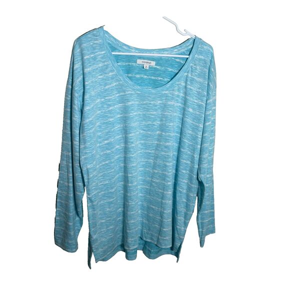 Monographic T-Shirt Women's 1X Blue Round Neck Striped Casual Tunic Top NWT - Picture 1 of 10